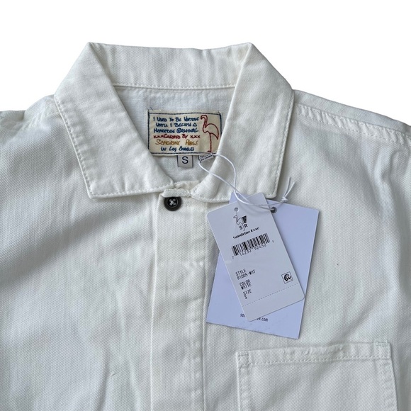 Free People X Sandrine Women’s White Denim Hidden Button Down Shacket - Picture 3 of 5